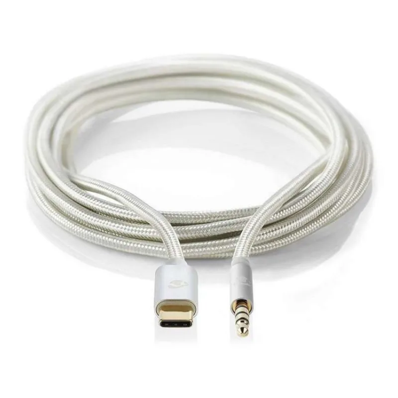NEDIS PROFIGOLD USB-C/USB 2.0 adaptér/ USB-C zástrčka - 3,5 jack mm zástrčka/ nylon/ stříbrný/ BOX/ 1m (CCTB65940AL10)