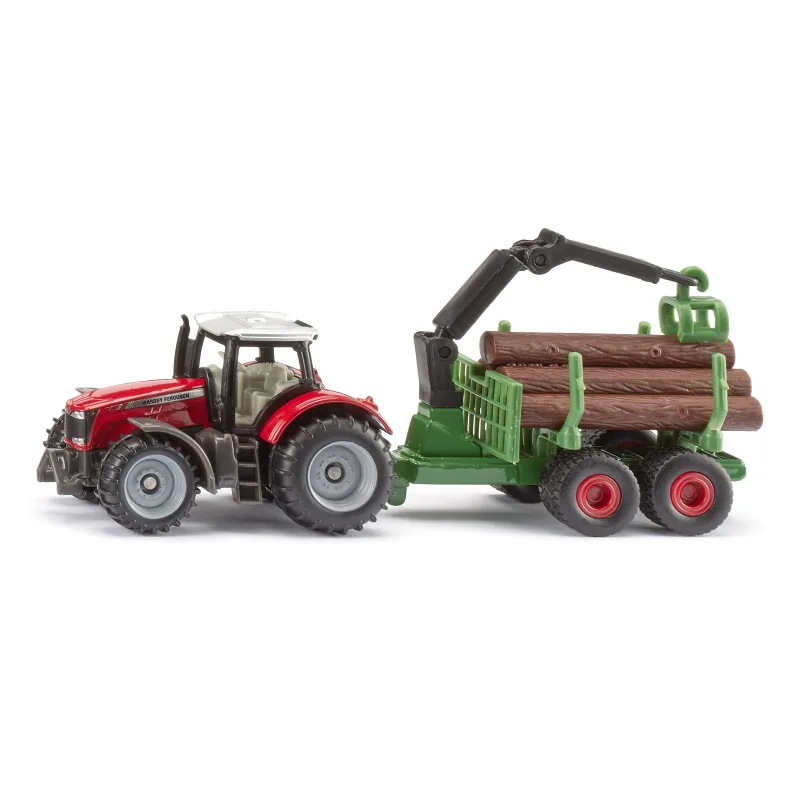 SIKU Blister - traktor Massey Ferguson s prívesom s kladami