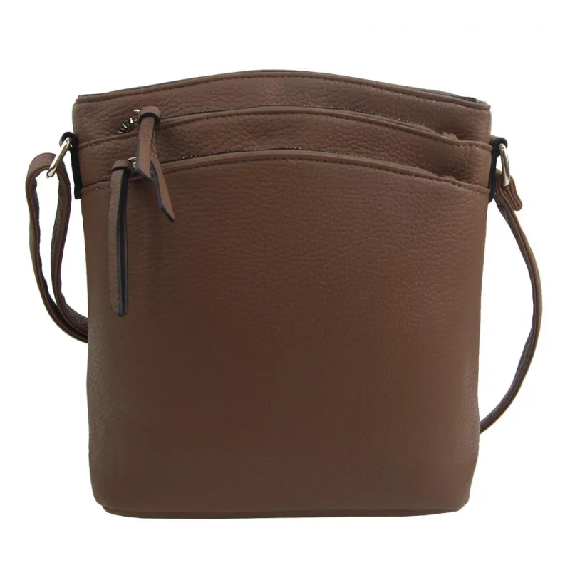 INT. COMPANY Prírodne hnedá dámska crossbody kabelka so zlatými doplnkami