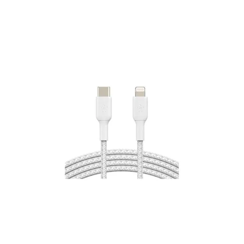 Belkin BOOST CHARGE™ Lightning/USB-C kabel, 1m, bílý - odolný (CAA004bt1MWH)