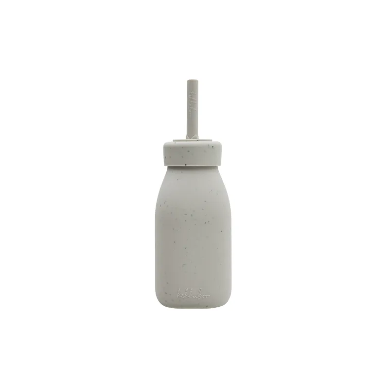 KikkaBoo Fľaša so slamkou Platinum Silicone Sand