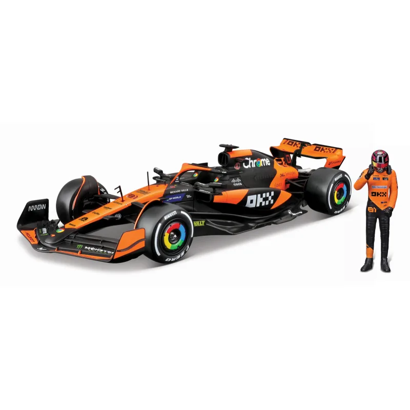Bburago - RACE Formula F1 s figúrkou jazdca, McLaren F1 Team MCL38(2024), #81 Oscar Piastri, 1:24