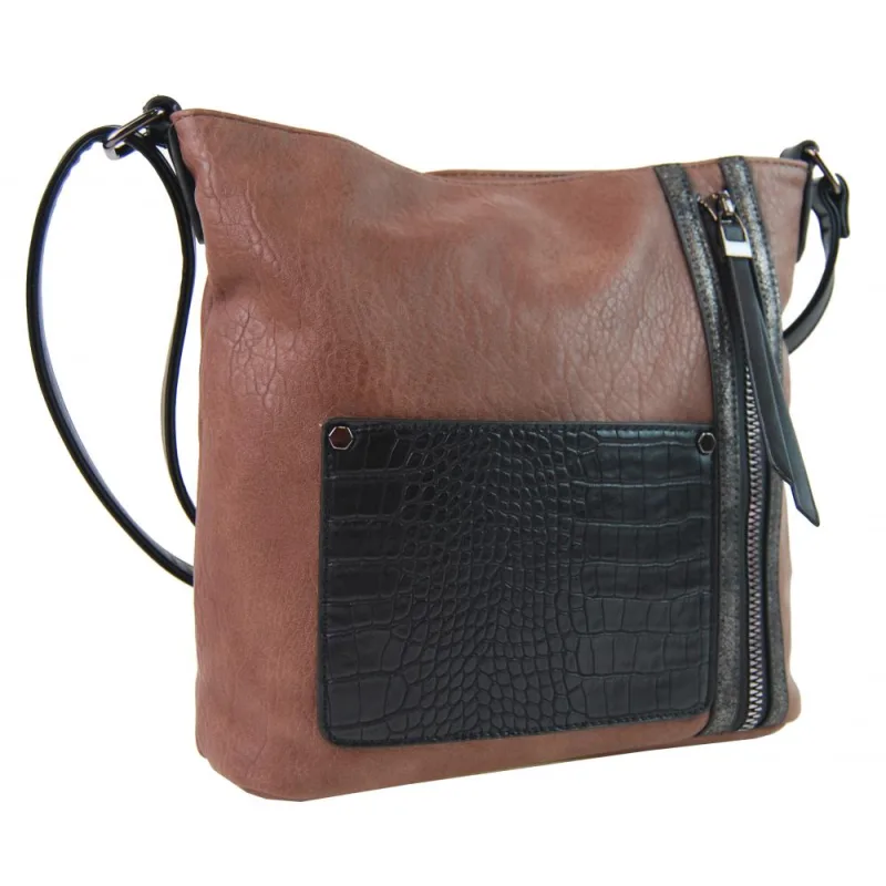 Sun-bags Dámska crossbody kabelka s čelnou kroko kapsičkou F-014 starorůžová