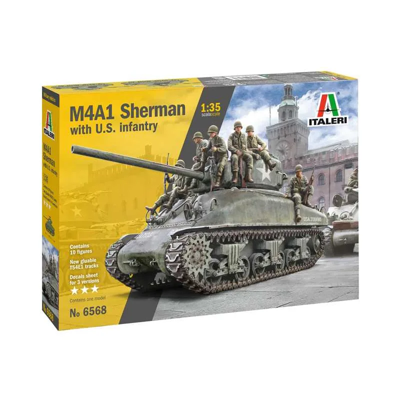 Italeri Model Kit tank 6568 - M4A1 Sherman s U.S. Infantry (1:35)