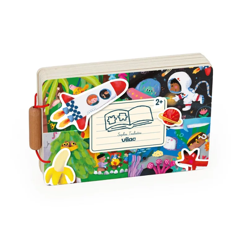 Vilac Vilac Drevená knižka s puzzle Dobrodružstvo