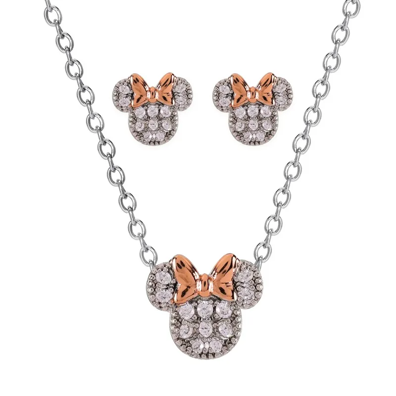 Disney sada detských náušníc a náhrdelníka s motívom myšky Minnie SF00893SZWL.CS