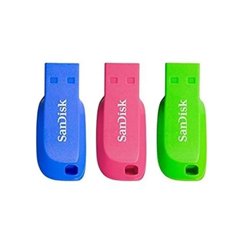 SanDisk Cruzer Blade 16GB USB 3x PACK (blue, pink, green) (SDCZ50C-016G-B46T)