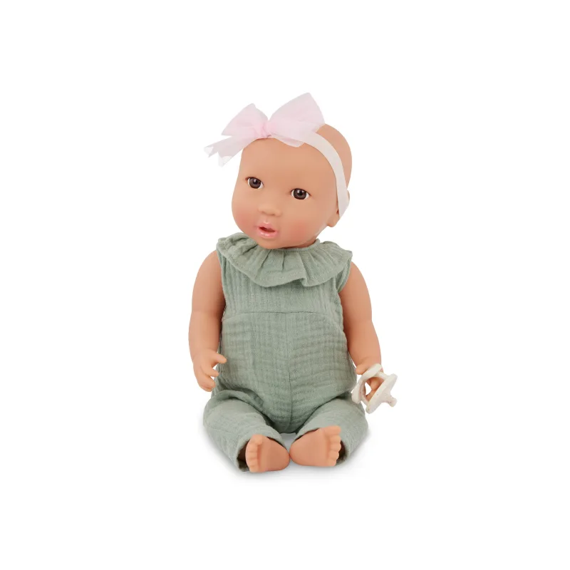 LullaBaby Bábika 35 cm v overale s čelenkou