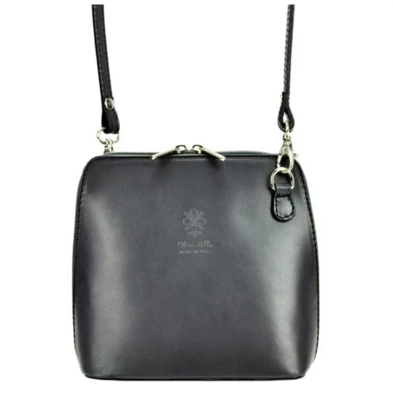 Diva Kožená malá dámska crossbody kabelka tmavá sivá
