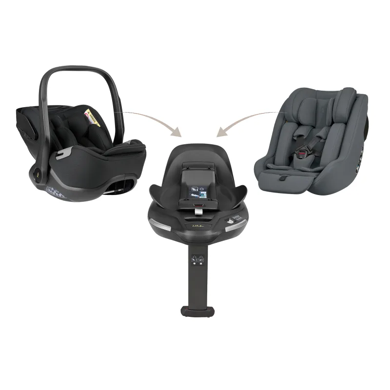 KikkaBoo Set i-Class 360 i-SIZE Autosedačka 40-87cm + Autosedačka 40-105cm + Základňa otočná Graphite