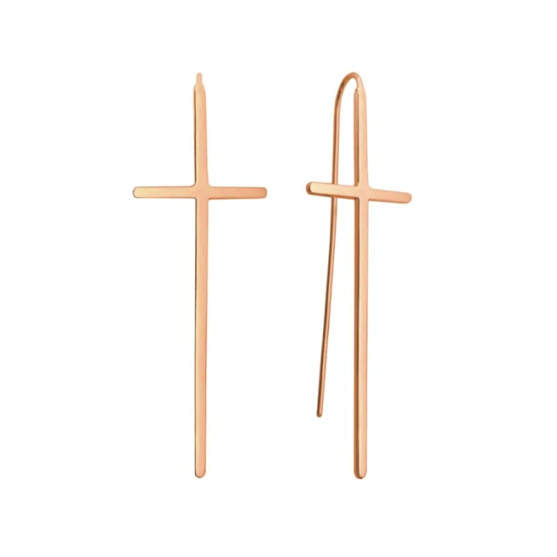 Luxusné pozlátené rose gold strieborné náušnice kríže MINET JMAS0063RE00