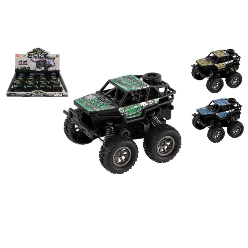 Teddies Auto OFF-ROAD plast 7x8,5cm na zotrvačník 3 farby