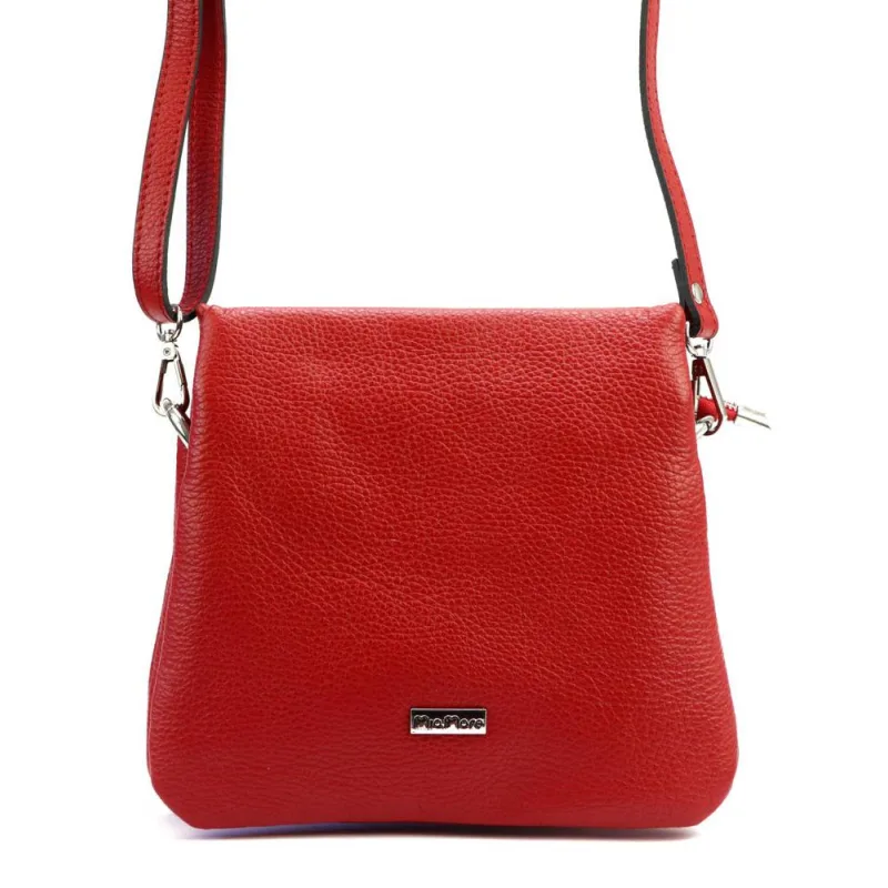 MiaMore Kožená crossbody dámska kabelka s tromi oddielmi červená