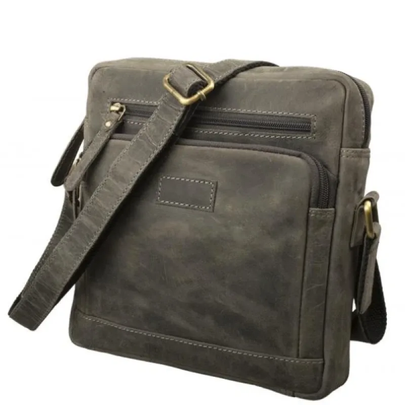 Kožená Crossbody taška IMPEX - lovecká koža antracitová 23x24x6cm Veľkosť: UNI