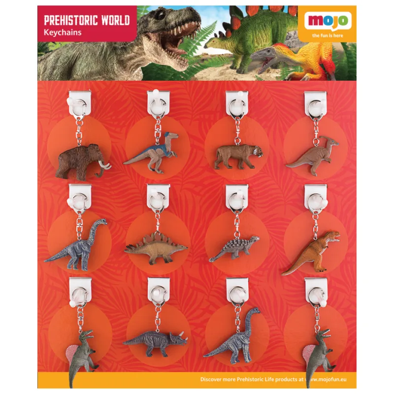 Mojo Mojo Displej 36 ks príveskov na kľúče - Prehistorické zvieratá