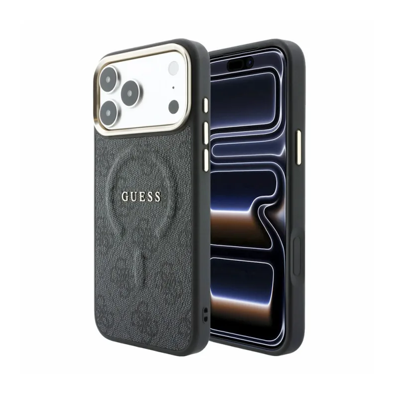 Guess PU Leather 4G Gold Frame Embossed MagSafe kryt iPhone 18 Pro čierny…