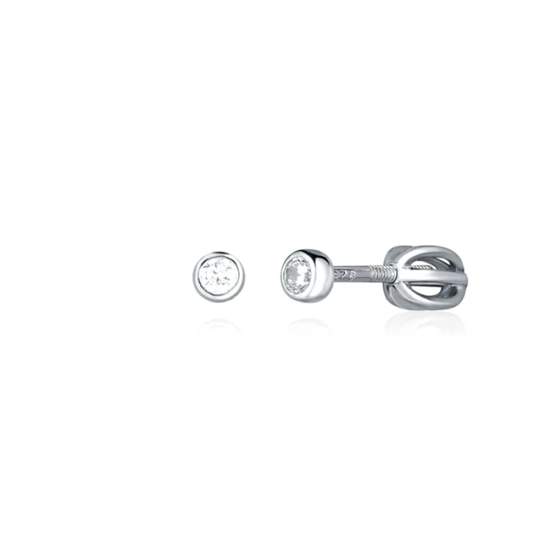 Strieborné náušnice pecky so zirkónom na skrutku JVD SVLE1517XH2BI, 3, 0.63 g