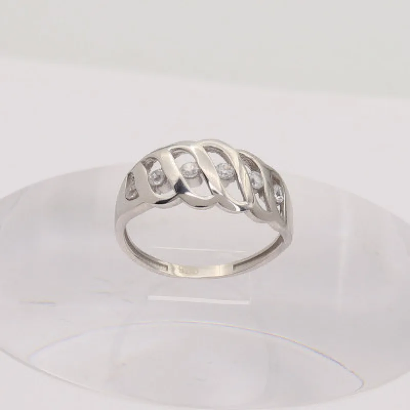 Zlatý prsteň so zirkónmi z bieleho zlata KA RRCZ029W, 55, 2.00 g