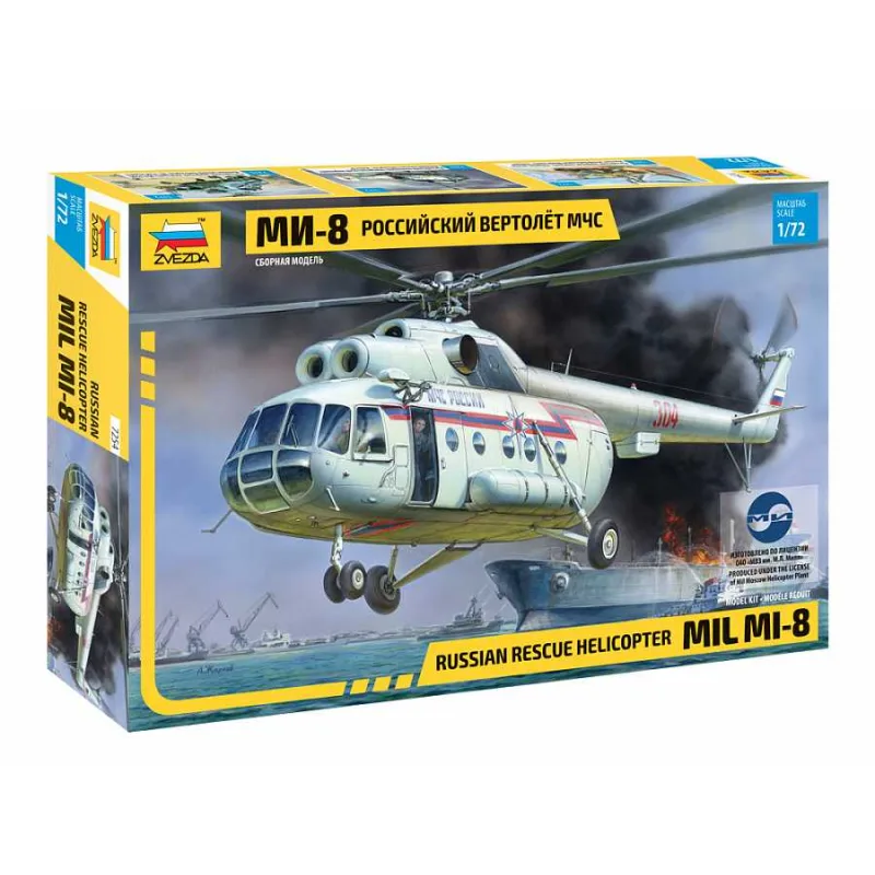 Zvezda Model Kit vrtuľník 7254 - MIL Mi-8 Rescue Helicopter (1:72)