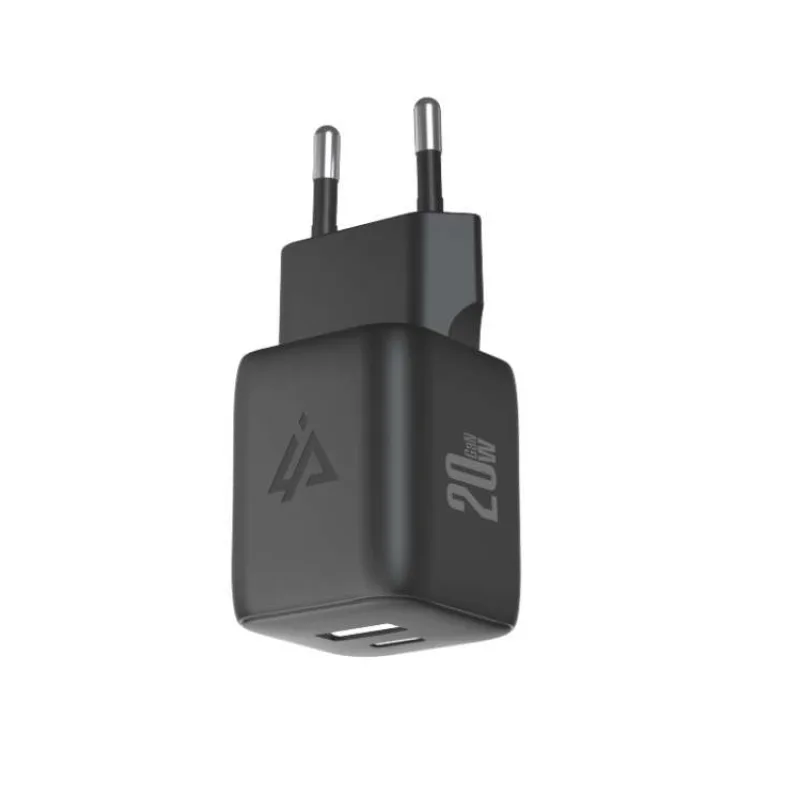 GaN SIEŤOVÁ NABÍJAČKA 20W (USB-C + USB-A) ČIERNA (90010125)