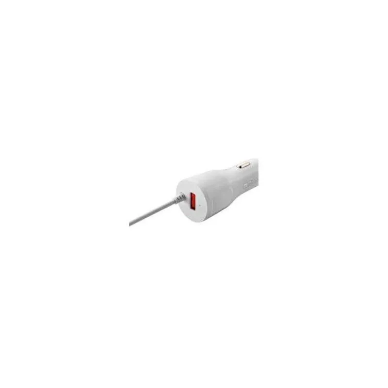 Canyon C-033, univerzálna autonabíjačka, 1x USB, výstup 5V/2,4A, Smart IC, integrovaný kábel Lightning, biela (CNE-CCA033W-US)