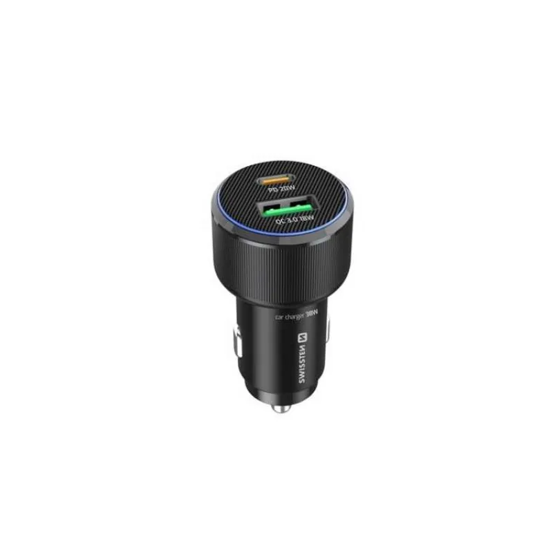 SWISSTEN CL ADAPTÉR USB-C PD + USB-A, 38W ČERNÝ + KABEL USB-C / USB-C, 1 M (20111908)