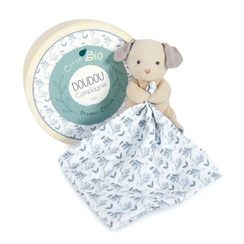 Doudou et Compagnie Paris Doudou Darčeková sada - Plyšový psík s dečkou z BIO bavlny 15 cm