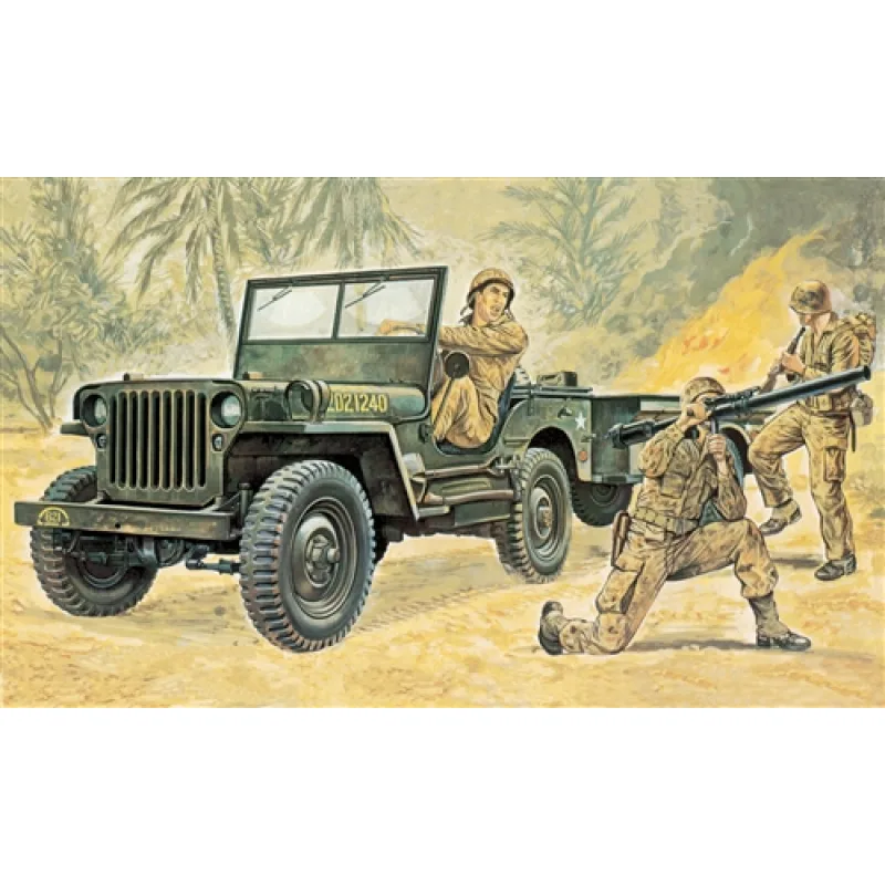 Italeri Model Kit military 0314 - Willys MB Jeep s prívesom (1:35)
