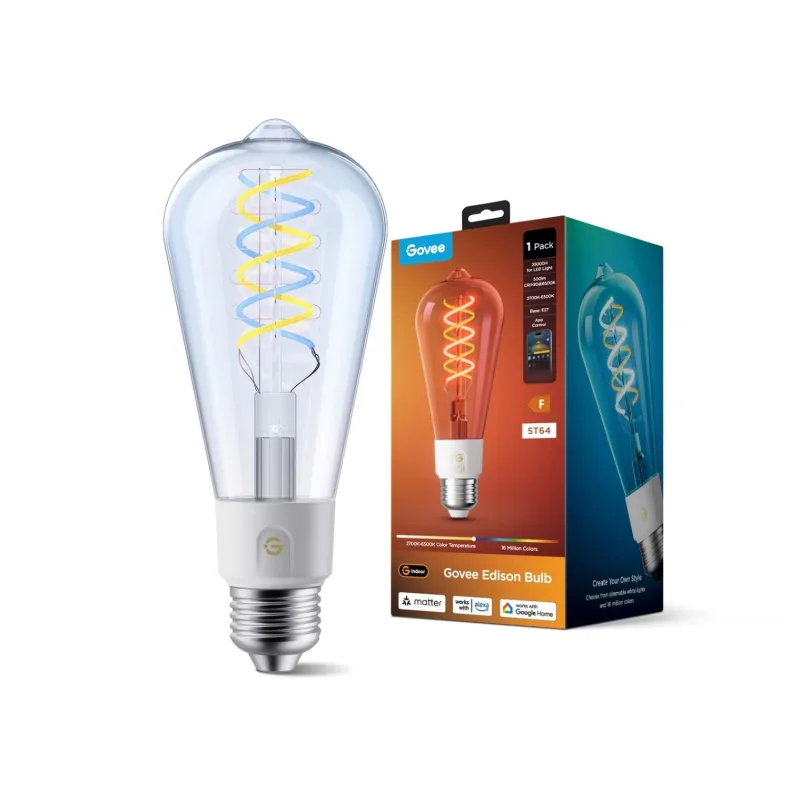 Govee Smart žárovka ST64 RGBWW 5W-40W 500lm E27 Long Life, Matter…