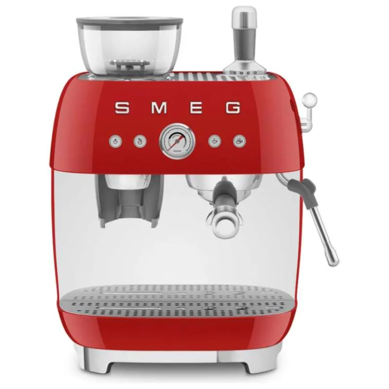 Smeg EGF03RDEU Retro Style pákový kávovar, červený, integrovaný mlýnek, 20 bar, 2,4 l, 1650 W (EGF03RDEU)