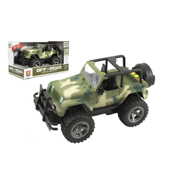 Teddies Auto terénne Off-Road plast 23cm na zotrvačník na batérie so zvukom sa svetlom v krabici 27x15x14cm