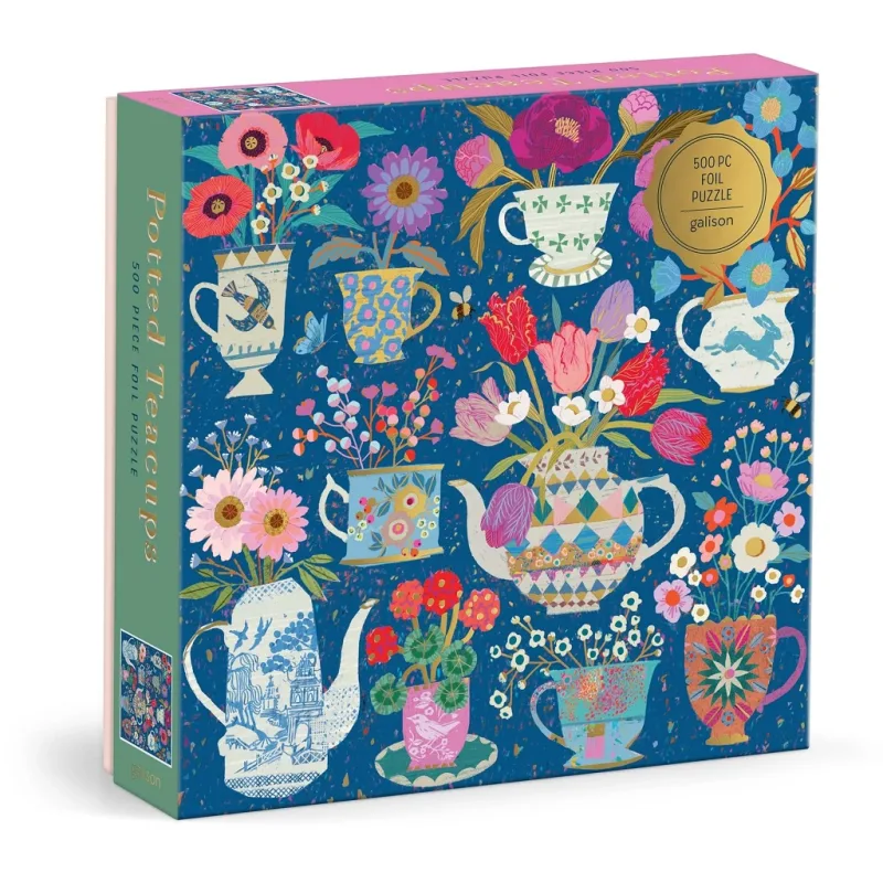 Galison Galison Fóliové puzzle Victoria Ball Šálky s kvetinami 500 dielikov