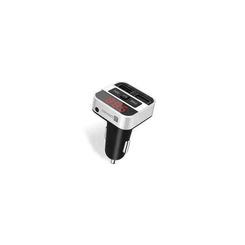 CONNECT IT InCarz Bluetooth transmitter,USB nabíječka, Handsfree, přehrávač, STŘÍBRNÝ (CCC-8800-SL)