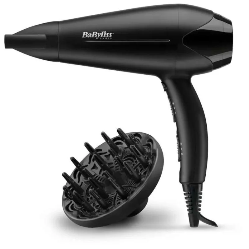 BaByliss D563DE fén, 2100 W, 2 rychlosti, 3 teploty, studený vzduch, s difuzérem, černý (D563DE)