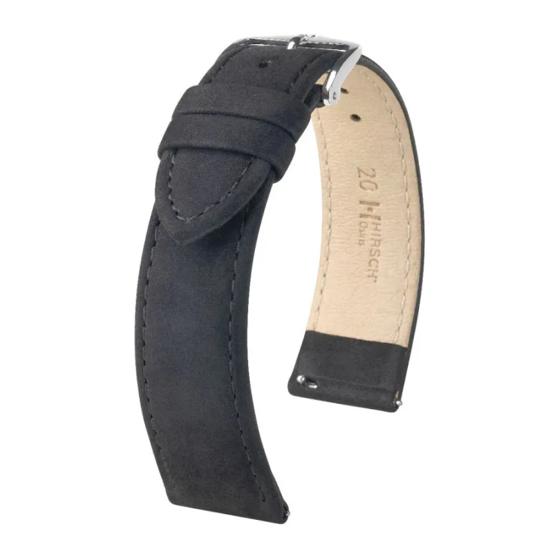 Osiris Nubuk L - Kožený remienok na hodinky 20 mm čierny HIRSCH 03433050-2-20