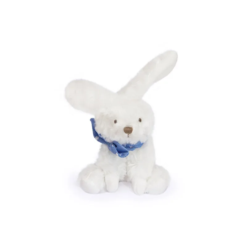 Doudou et Compagnie Paris Doudou Plyšový zajačik so šatkou 12 cm modrá s hviezdičkami