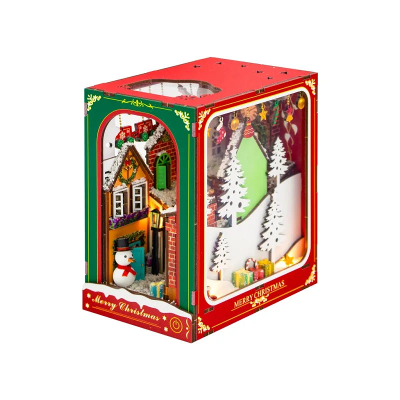 2Kids Toys 2Kids Toys 3D skladačka Zarážka na knihy Miniatúra domčeka Biele Vianoce