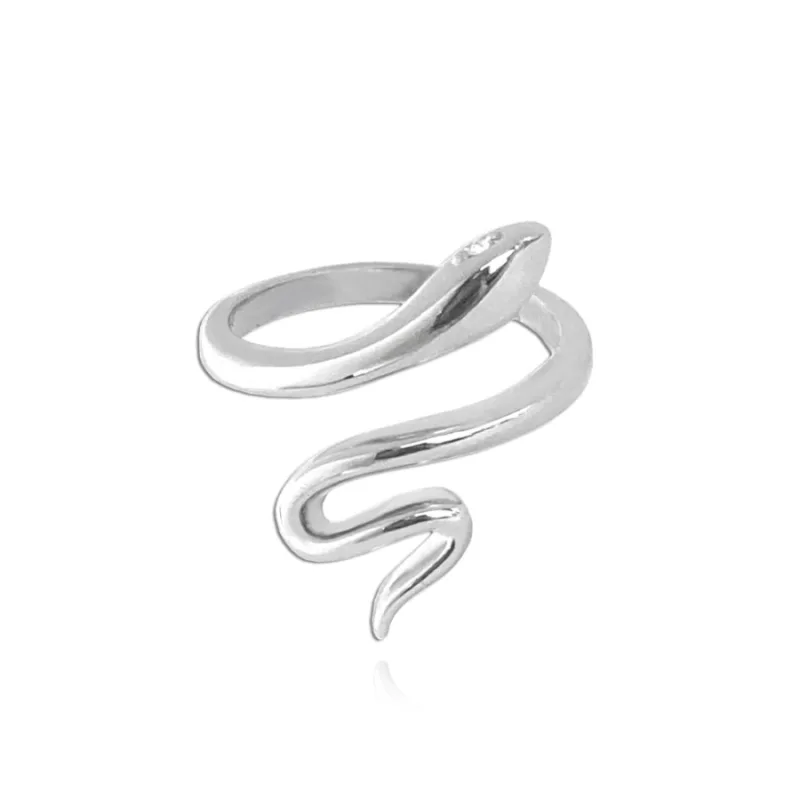 Strieborný prsteň Snake s bielymi zirkónmi MINET JMAN0219SR, 56