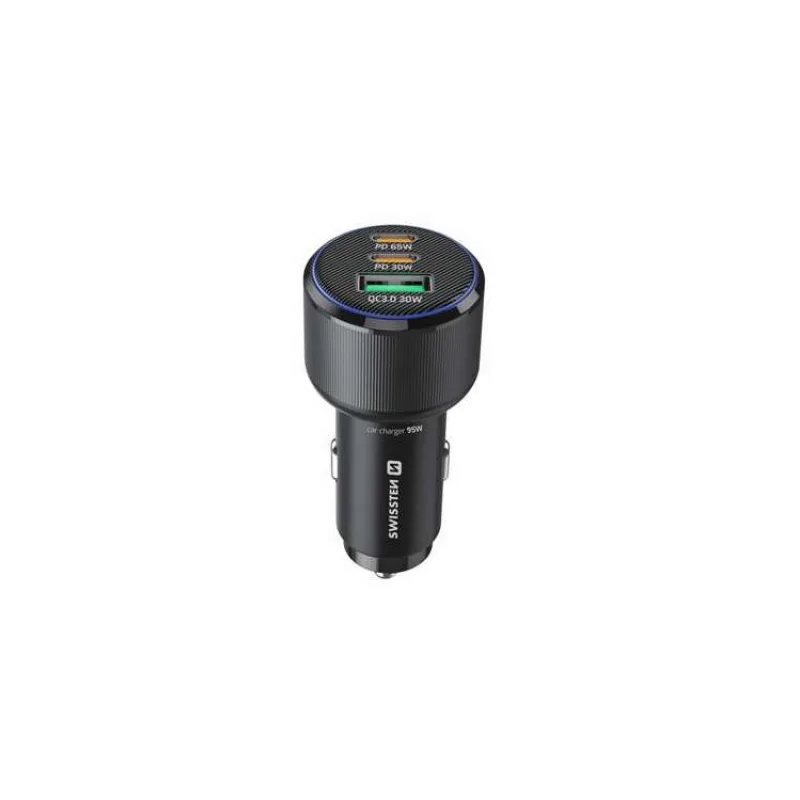 SWISSTEN CL ADAPTÉR 2x USB-C PD + USB-A, 95W ČERNÝ + KABEL USB-C / USB-C, 1 M (20111912)