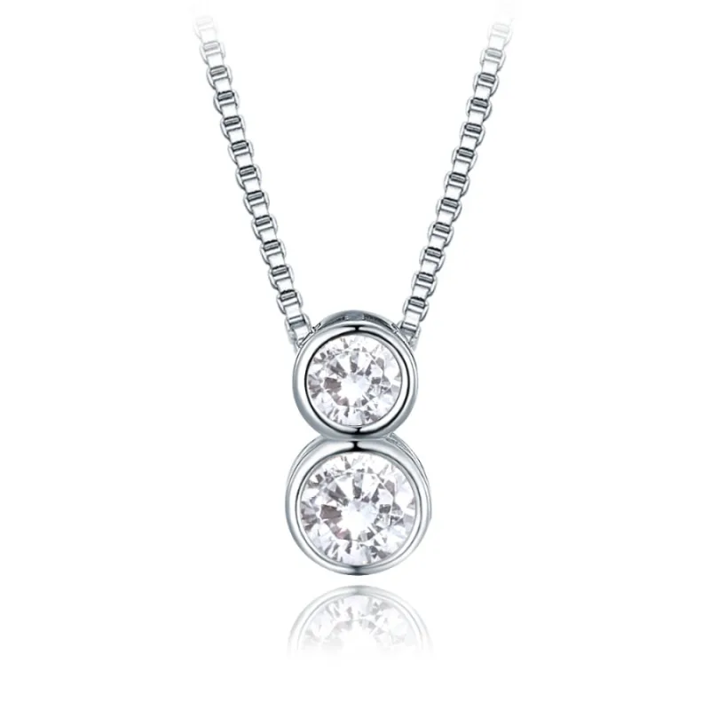 Elegantný strieborný náhrdelník s bielymi zirkónmi MINET JMAS0256SN45