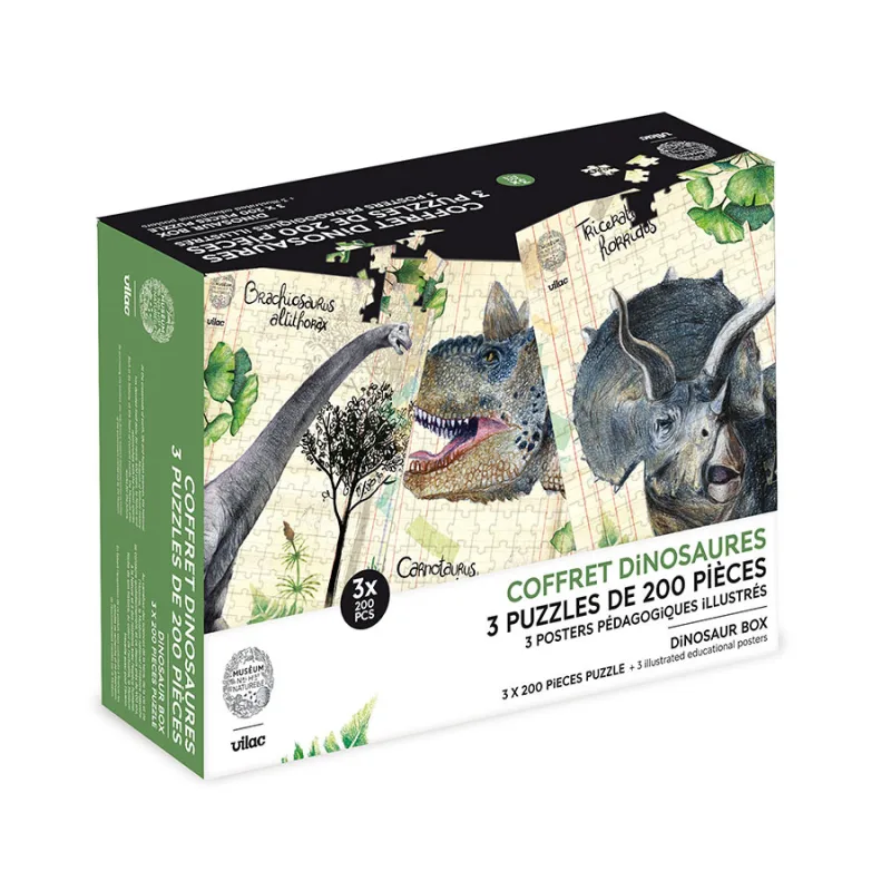 Vilac Vilac Sada 3 puzzle dinosaurov