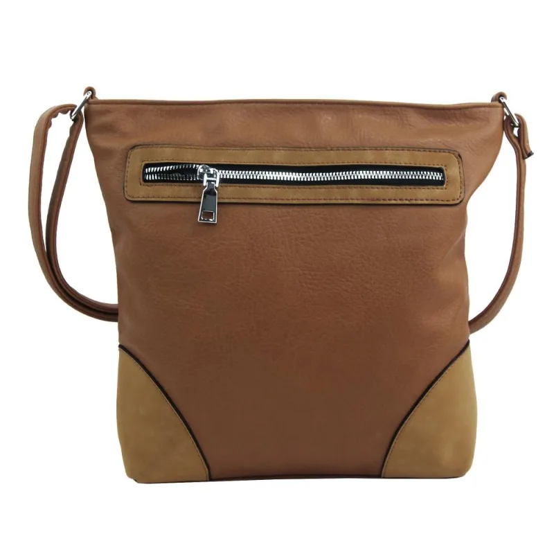 NEW BERRY Stredne veľká hnedo-béžová crossbody dámska kabelka NH8123