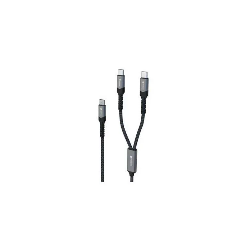 Swissten nabíjecí kabel 2v1 100w USB-C / 2x USB-C 1,5 m černý (72501201)