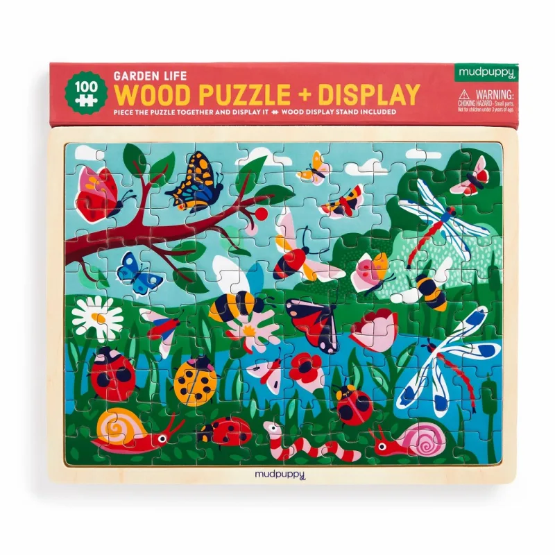 Mudpuppy Mudpuppy Drevené puzzle Život na záhrade 100 dielikov