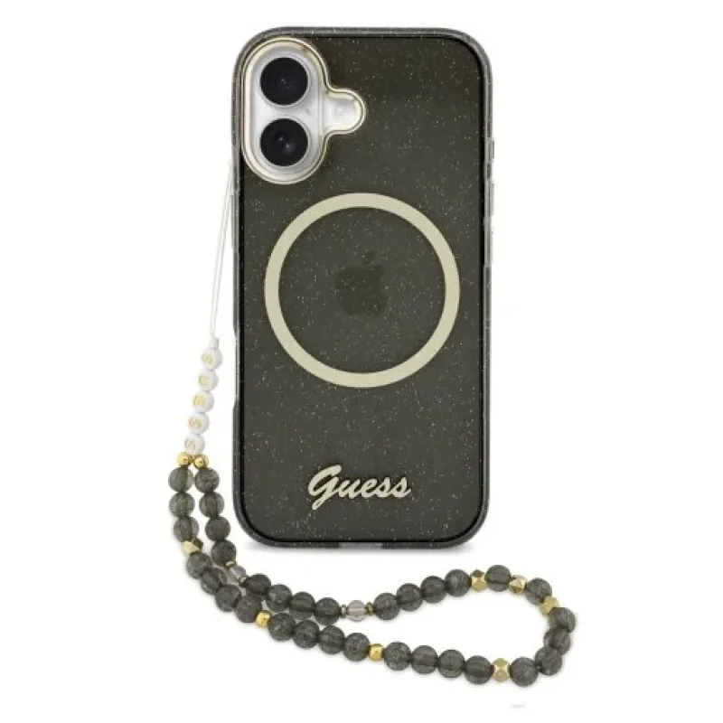 Guess IML Glitter Script Strap MagSafe kryt iPhone 17 čierny 57983128952