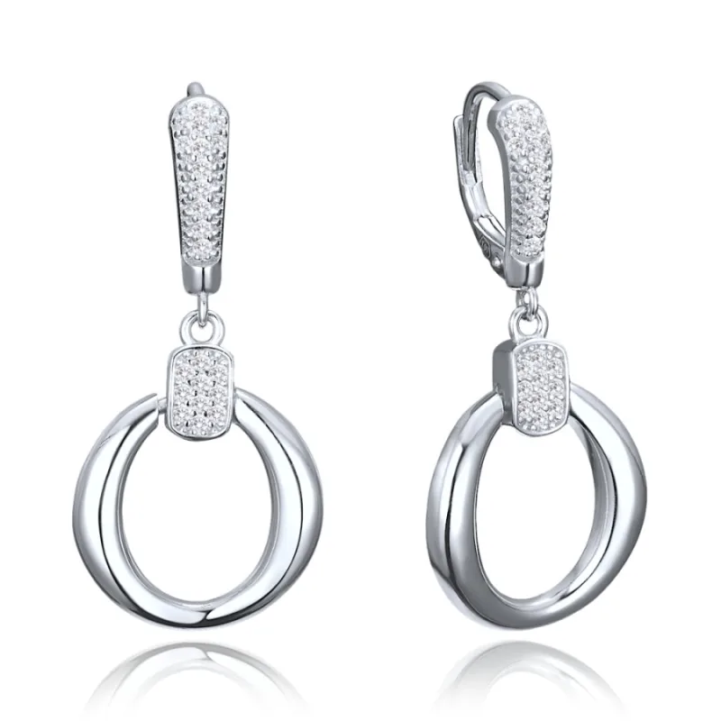Elegantné strieborné náušnice so zirkónmi MINET JMAS0323SE00