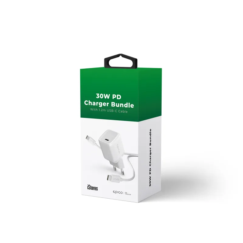 iStores by Epico 30W PD Charger Bundle with USB-C to USB-C cable 1.2m…