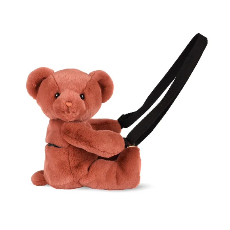 Doudou et Compagnie Paris Doudou Plyšová taška cez rameno Medvedík terakotový 30 cm