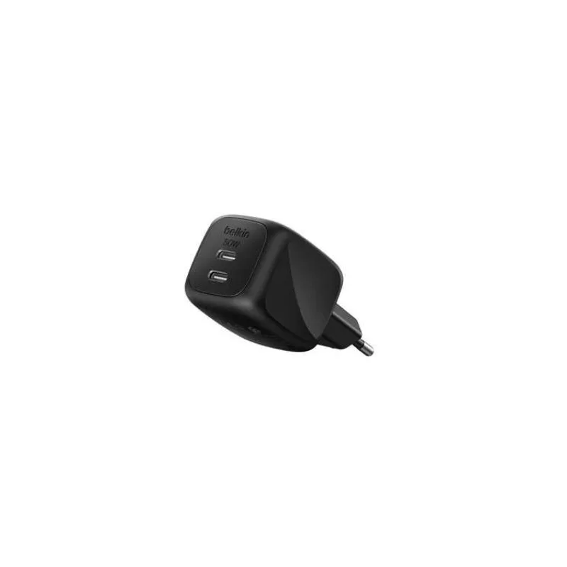 Belkin BOOST CHARGE™ PRO Duální 50W USB-C Power Delivery GaN PPS nástěnná nabíječka, černá (WCH019kqBK)