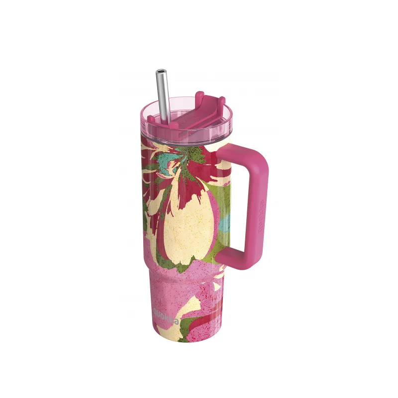 Quokka Nerezový termohrnček so slamkou Stream Pink Flambe 950 ml
